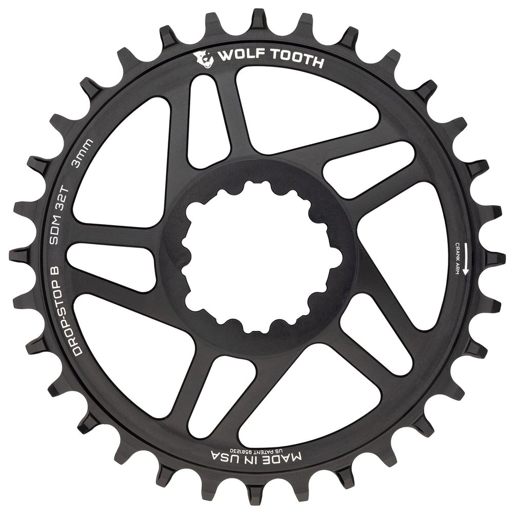 Wolf Tooth Components Drop Stop Sram Direct Mount Chainring - Boost Black/3Mm Offset, 30T
