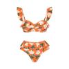 ABEWIP Womens One Piece Swimsuit with Cover Up Floral Print Swimwear Set Vacation Outfits Bathing Suits Orange with Leaf S view 2