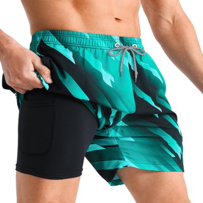 APTRO Men's Swim Trunks with Compression Liner 5.5" Bathing Suit Beach Swimsuits #343 M