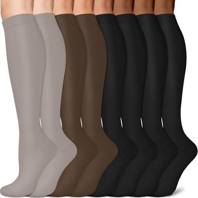 Sooverki Graduated Copper Compression Socks for Men & Women Circulation 8 Pairs 15-20mmHg - Best for Running Athletic Cycling