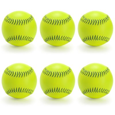 Tebery 6 Pack 12 Inch Sports Fastpitch Softballs Official Size and Weight, Unmarked & Leather Covered Training Ball for Games, Practice and Training