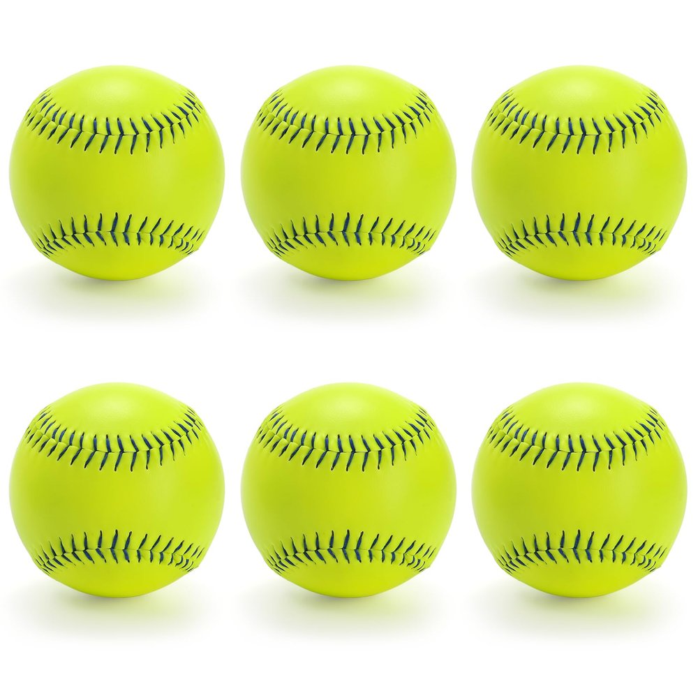 Tebery 6 Pack 12 Inch Sports Fastpitch Softballs Official Size and Weight, Unmarked & Leather Covered Training Ball for Games, Practice and Training