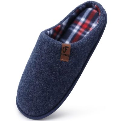 COFACE Unisex Mens Womens Cozy Memory Foam Scuff Slippers Casual Slip On Warm House Shoes Indoor/Outdoor Felt Sandal Slipper size 12 Dark Blue