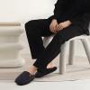COFACE Unisex Mens Womens Cozy Memory Foam Scuff Slippers Casual Slip On Warm House Shoes Indoor/Outdoor Felt Sandal Slipper size 11 Black view 2
