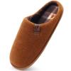COFACE Unisex Mens Womens Cozy Memory Foam Scuff Slippers Casual Slip On Warm House Shoes Indoor/Outdoor Felt Sandal Slipper size 13 Khaki view 1