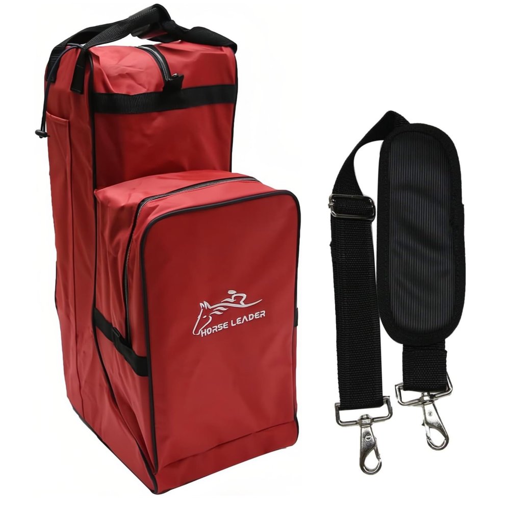 TerkCo Tall Boot and Helmet Storage Bag for Horse Riding, Large Capacity Equestrian Bag, Waterproof English Carry All (Red 3)