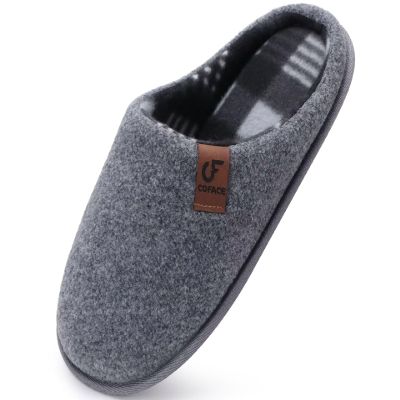 COFACE Unisex Mens Womens Cozy Memory Foam Scuff Slippers Casual Slip On Warm House Shoes Indoor/Outdoor Felt Sandal Slipper size 11 Grey