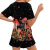 Coloranimal Mushroom Pajamas Sets for Women Starry Night Pink Flower Trippy Mushroom PJ Sleepwear Sets Short Sleeve Loungewear Top and Shorts with Pocket Athletic Casual T-shirts Tees M view 4