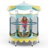 Goplus Kids Trampoline, 64" Toddler Trampoline with Detachable Canopy, Safety Enclosure Net, Foam Handle, Anti-Rust Springs, Indoor Outdoor Mini Recreational Trampoline for Boys Girls (Yellow+Blue) view 1