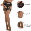 CanB Lace Thigh High Stockings Women Fishnet Stockings Sexy High Waist Tights Fishnets Thigh Suspender Pantyhose Stockings (Silk, A) view 4