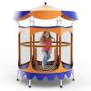 Goplus Kids Trampoline, 64" Toddler Trampoline with Detachable Canopy, Safety Enclosure Net, Foam Handle, Anti-Rust Springs, Indoor Outdoor Mini Recreational Trampoline for Boys Girls (Orange+Blue) view 1