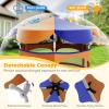 Goplus Kids Trampoline, 64" Toddler Trampoline with Detachable Canopy, Safety Enclosure Net, Foam Handle, Anti-Rust Springs, Indoor Outdoor Mini Recreational Trampoline for Boys Girls (Orange+Blue) view 2