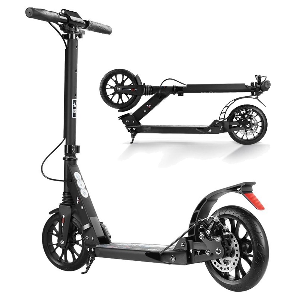 GLDDFDG Adult Kick Scooter with Brakes, Aluminum Alloy Scooter for Teens & Adults, with Foot Support Frame, Shock AbsorptionDesign, 3 Second Folding, Wear Resistant Big Wheels for Indoor & Outdoo