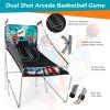 GYMAX Arcade Basketball Game Indoor Foldable with 8 Game Modes, Arcade Sound, 4 Balls and Inflation Pump, Electronic Basketball Games for Home view 3