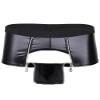Metallic Boxer Shorts for Men Zipper PU Leather Boxer Briefs Bugle Pouch Underwear Wetlook Shiny Lingerie Booty Shorts Clubwear view 2