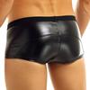 Metallic Boxer Shorts for Men Zipper PU Leather Boxer Briefs Bugle Pouch Underwear Wetlook Shiny Lingerie Booty Shorts Clubwear view 3
