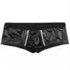 Metallic Boxer Shorts for Men Zipper PU Leather Boxer Briefs Bugle Pouch Underwear Wetlook Shiny Lingerie Booty Shorts Clubwear view 4