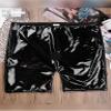 Men's Faux Leather Boxer Briefs Metallic Underwear Sqaure Leg Cheecky Hollow Out Shorts Shiny Sparkling Briefs Hot Pants view 3