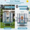 GYMAX 5FT Trampoline for Kids, ASTM Approved with Safety Net & Kitten Trapeze Rings, Mini Indoor/Outdoor (Extra High Blue) view 4