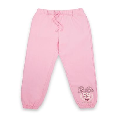Barbie Womens Pink Joggers Oversized | Ladies Malibu Tennis Club 1959 Long Leg Graphic Bottoms | Sports Crest Vintage Style Sweatpants