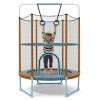Goplus 60'' Trampoline for Kids, 3-in-1 Toddler Trampoline with Gymnastic Bar, Swinging Rings, Heightened Safety Enclosure Net, 5 FT Indoor Outdoor Recreational Trampoline for Boys Girls (Blue+Orange) view 1