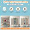 Goplus 60'' Trampoline for Kids, 3-in-1 Toddler Trampoline with Gymnastic Bar, Swinging Rings, Heightened Safety Enclosure Net, 5 FT Indoor Outdoor Recreational Trampoline for Boys Girls (Blue+Orange) view 2