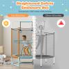 Goplus 60'' Trampoline for Kids, 3-in-1 Toddler Trampoline with Gymnastic Bar, Swinging Rings, Heightened Safety Enclosure Net, 5 FT Indoor Outdoor Recreational Trampoline for Boys Girls (Blue+Orange) view 3