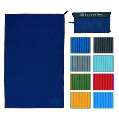 ECCOSOPHY Microfiber Beach Towel  Quick Dry Gym Towel, Highly Absorbent with Ribbed Texture, Lightweight  Ideal for Travel, Pool, Yoga, Fitness & Outdoor Adventures  71x35 Navy