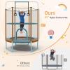 GYMAX 5FT Trampoline for Kids, ASTM Approved with Safety Net & Kitten Trapeze Rings, Mini Indoor/Outdoor (Extra High Orange) view 2
