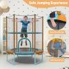 GYMAX 5FT Trampoline for Kids, ASTM Approved with Safety Net & Kitten Trapeze Rings, Mini Indoor/Outdoor (Extra High Orange) view 3