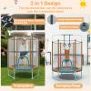 GYMAX 5FT Trampoline for Kids, ASTM Approved with Safety Net & Kitten Trapeze Rings, Mini Indoor/Outdoor (Extra High Orange) view 4