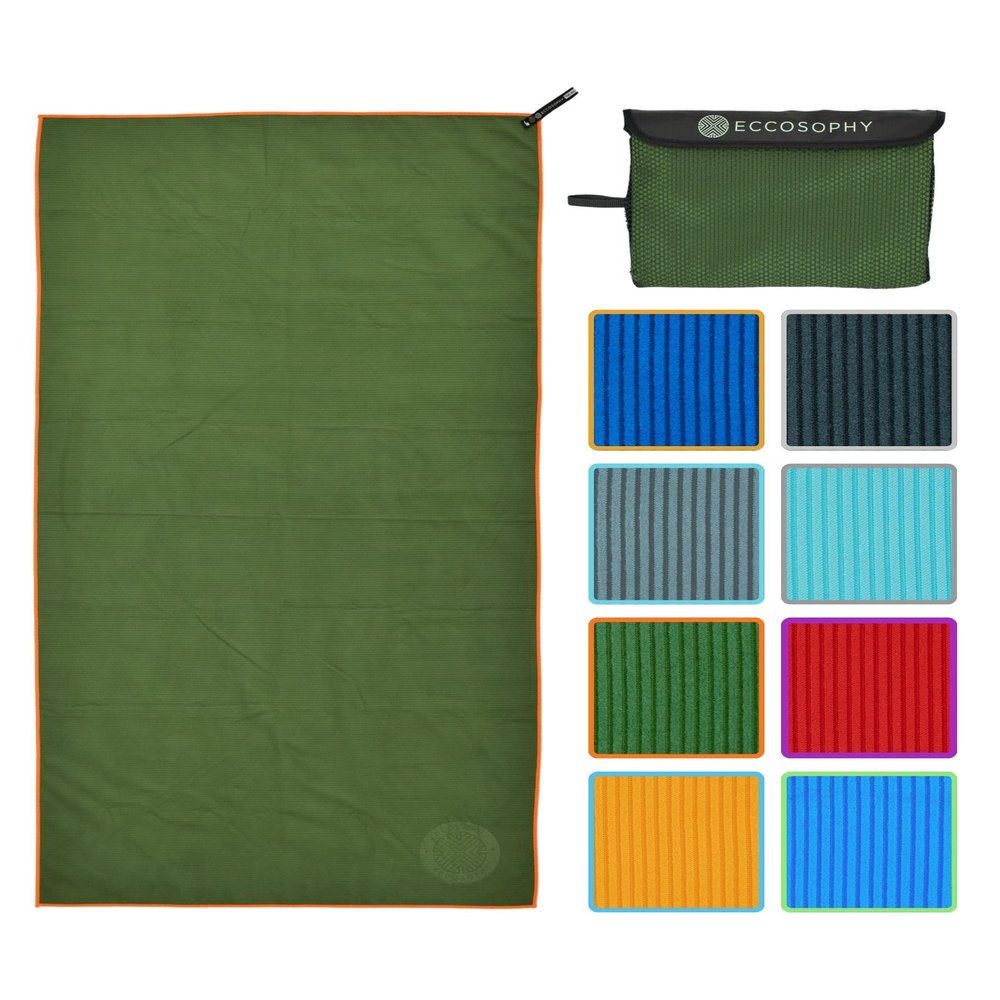 ECCOSOPHY Microfiber Beach Towel  Quick Dry Gym Towel, Highly Absorbent with Ribbed Texture, Lightweight  Ideal for Travel, Pool, Yoga, Fitness & Outdoor Adventures  40x20 Fern