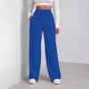 Open Leg Sweatpants Joggers Wide Leg Sweatpants Womens Joggers with Pockets Fleece High Waist Relaxed Fit Lounge Pants Baggy Drawstring Athletic Sweat Pants Sweatpants for Teen Girls Ladies Sweatpants view 3