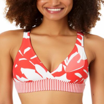 Anne Cole Womens Printed Banded Bikini Swim top Orange S