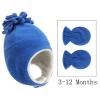 3Months to 8Years Kids Breathable Mittens Winter Piece Fleece Warm Children'S And Gloves Hat Color Two (Blue, 4-8Years) view 2