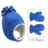 3Months to 8Years Kids Breathable Mittens Winter Piece Fleece Warm Children'S And Gloves Hat Color Two (Blue, 4-8Years) view 3
