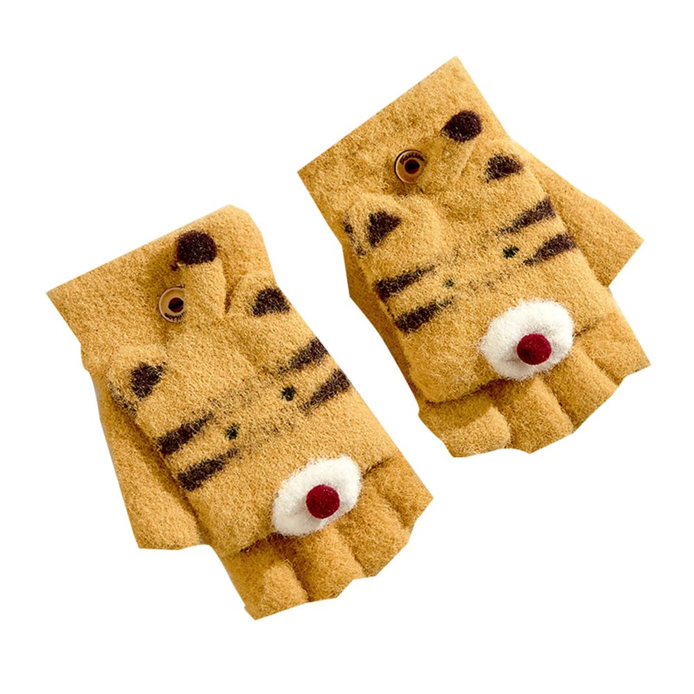 Toddler Breathable Mitten for 3 to 8Y Outdoor Toddler Children Warm Winter Baby Boys Half Finger Little Tiger Gloves (B, One Size)