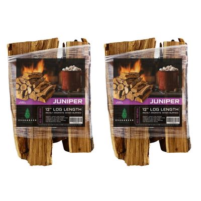 Evergreen Farm and Garden 2 Pack Firewood - 12 Logs, Aromatic & Easy to Light - Great for Indoor/Outdoor Fireplaces, Chimeneas, and Small Wood Stoves (Juniper 0.5 cf)