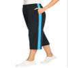 Woman Within Plus Size Side-Stripe Cotton French Terry Capri - 38/40, Heather Charcoal Paradise Blue view 1