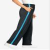 Woman Within Plus Size Side-Stripe Cotton French Terry Capri - 38/40, Heather Charcoal Paradise Blue view 3