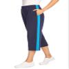 Woman Within Plus Size Side-Stripe Cotton French Terry Capri - 38/40, Heather Charcoal Paradise Blue view 4