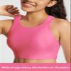 baleaf Women's Swim Bra Tops Modest High Neck Push Up Crop Tank Bikini Top Athletic Sports Swimsuits Bathing Suit Under Rash Guard Pink 38 view 4
