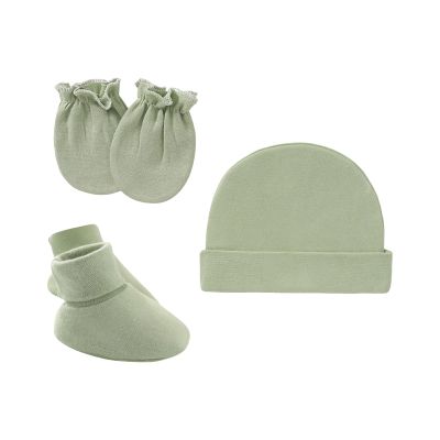 0 to 24Months Baby Boys Girls Cold Weather Gloves Newborn Breathable Hat Gloves Foot Set Three Piece (Green, One Size)