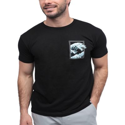 INTO THE AM Ocean Hues Graphic Tee for Men - Short Sleeve Design T-Shirts (Black, Medium)