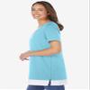 Woman Within Plus Size Layered-Look Tunic - S, Seamist Blue view 3