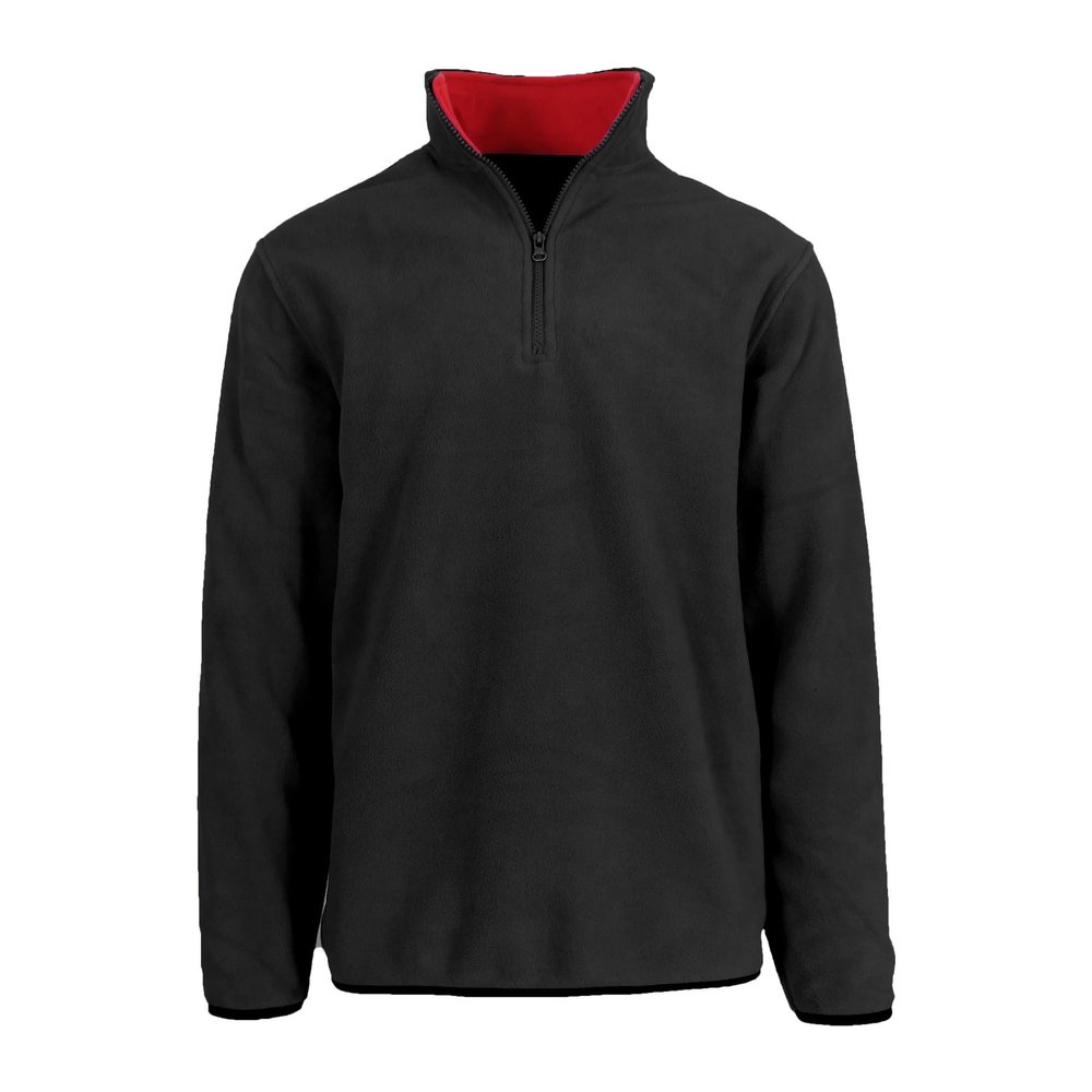 JH DESIGN GROUP Mens Quarter Zip Thermal Fleece Pullover Sweatshirt Mid Weight in 6 Colors (US, Alpha, Small, Regular, Regular, Black)