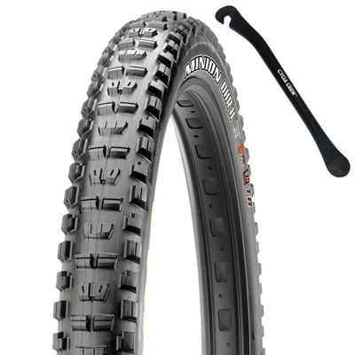 Minion DHR II 27.5x2.40WT Mountain Bike Tire with DoubleDown Puncture Protection Bundle with Cycle Crew Tire Lever