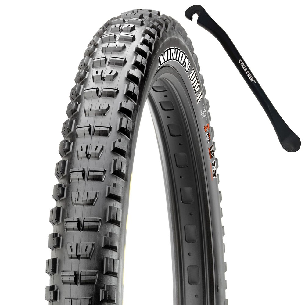 Minion DHR II 27.5x2.40WT Mountain Bike Tire with DoubleDown Puncture Protection Bundle with Cycle Crew Tire Lever