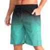 zeetoo Mens Swim Trunks with Compression Liner 9" Inseam Quick Dry Swim Shorts with Zipper Pockets Bathing Suit Gradient-Green L view 2