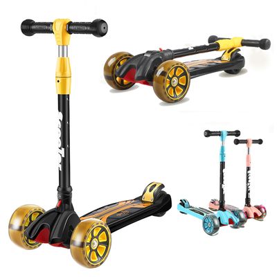 3 Wheel Portable Kids Push Scooter - Lightweight Folding Design Luminous Scooter, with Extra Wide PU Light-Up Wheels Toddler Scooter 4 Adjustable Heightwith Indoor and Outdoor for Children from 3-12,